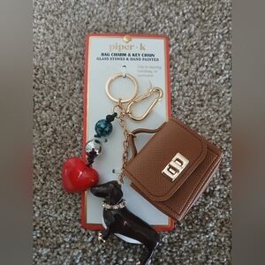Piper K Bag Charm & Key Chain with Dog and Mini Purse
